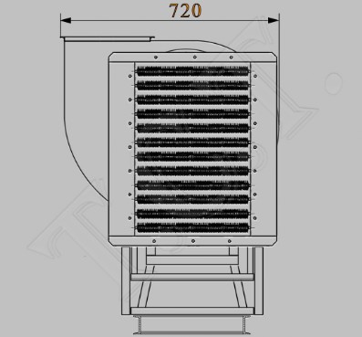 Габаритные размеры электрокалориферной установки ЭКОЦ-16