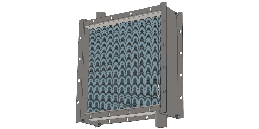 3 d модель парового приточного калорифера. Масса 37 кг