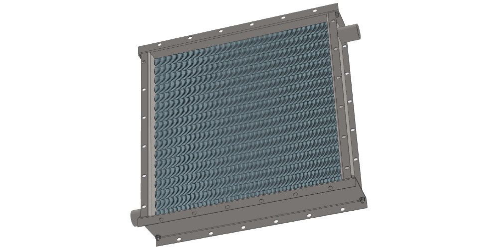 3 d модель парового приточного калорифера. Масса 64 кг
