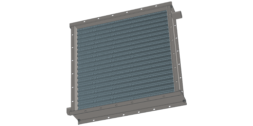 3 d модель парового приточного калорифера. Масса 77 кг