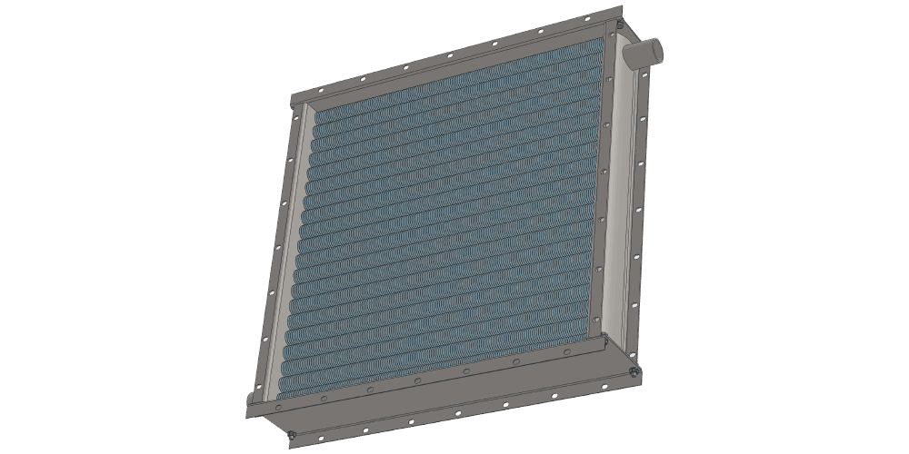 3 d модель парового приточного калорифера. Масса 83 кг