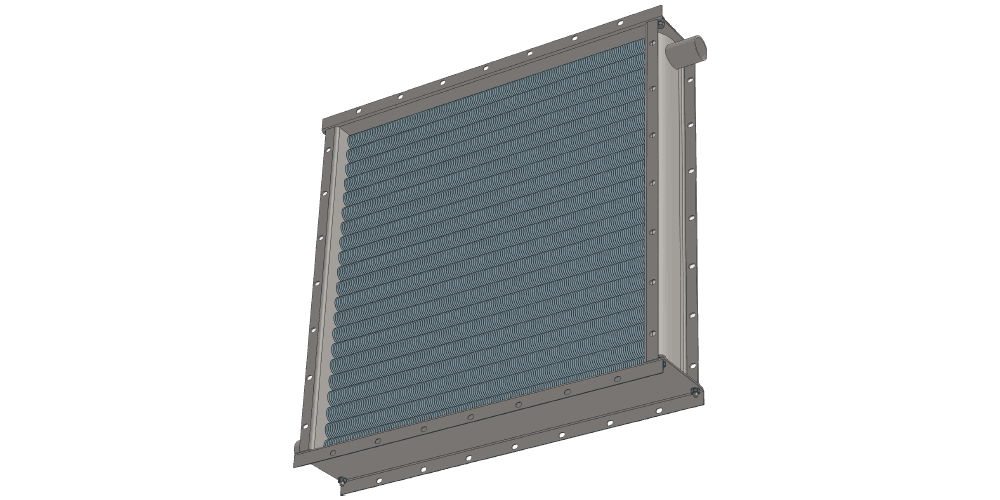 3 d модель парового приточного калорифера. Масса 91 кг