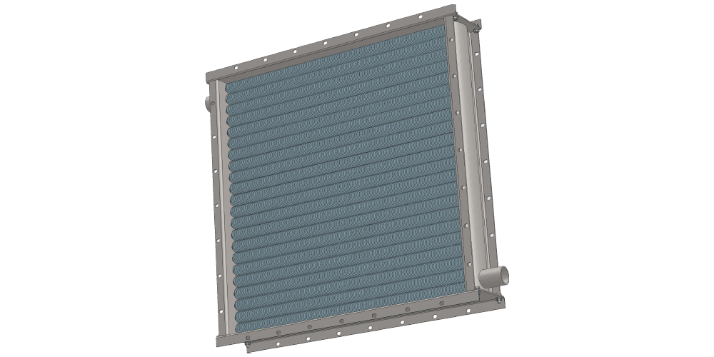 3 d модель парового приточного калорифера. Масса 98 кг