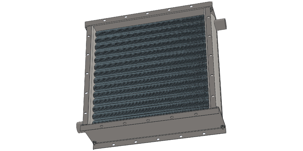 3 d модель парового воздухонагревателя. Площадь теплообмена 16.4 м2