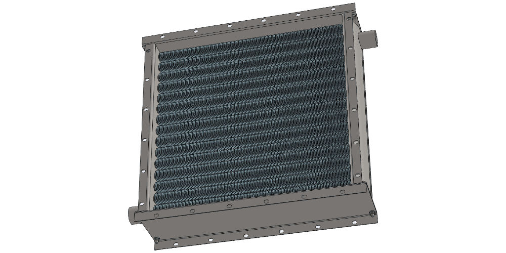 3 d модель парового воздухонагревателя. Площадь теплообмена 18.9 м2