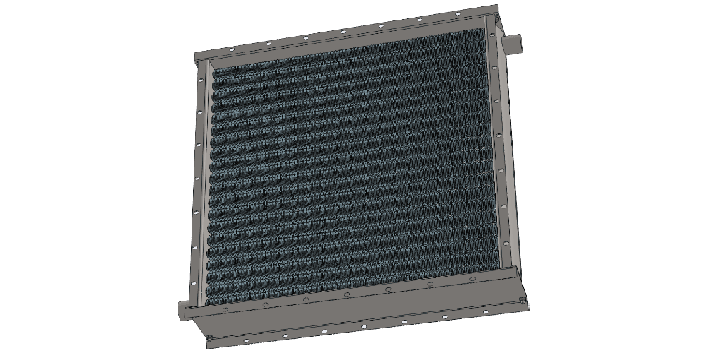 3 d модель парового воздухонагревателя. Площадь теплообмена 33.8 м2