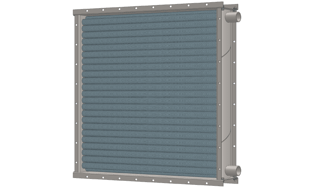 Чертеж водяного теплообменника. Площадь поверхности теплообмена 55.4 м2
