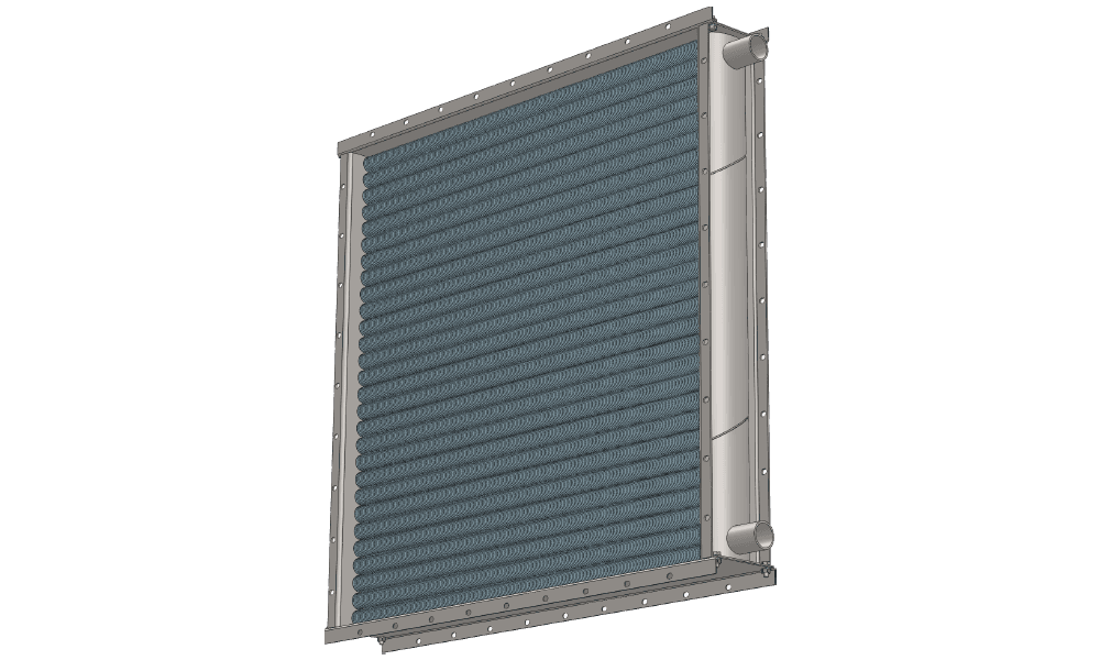 3 d модель водяного приточного калорифера. Масса 148 кг