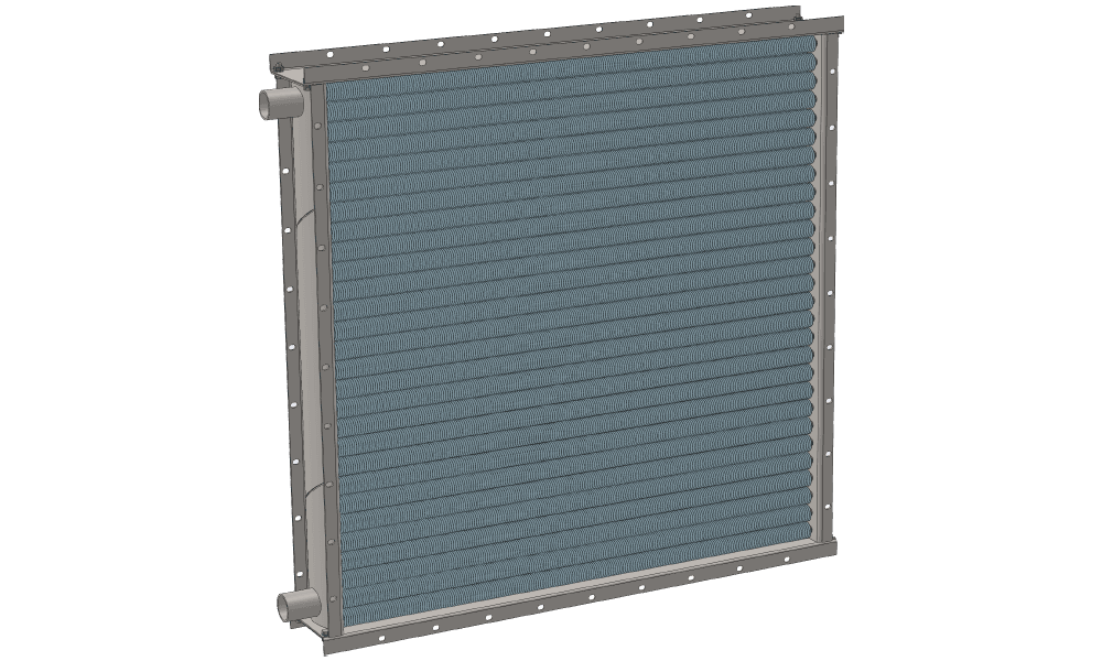 Чертеж водяного теплообменника. Площадь поверхности теплообмена 75.6 м2