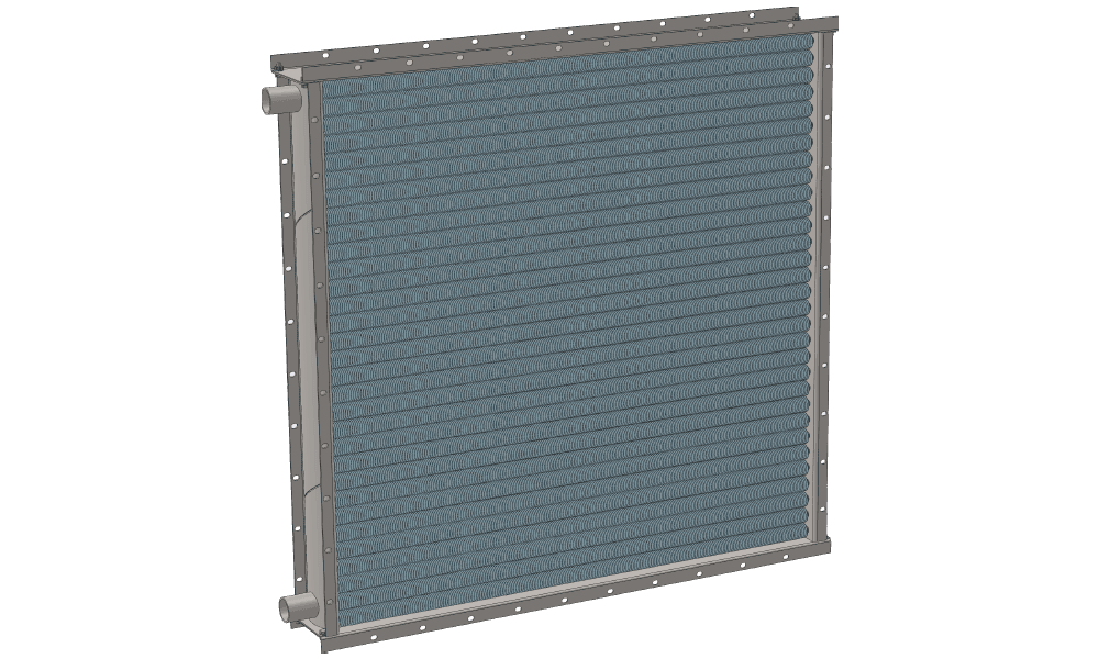 Чертеж водяного теплообменника. Площадь поверхности теплообмена 92.8 м2