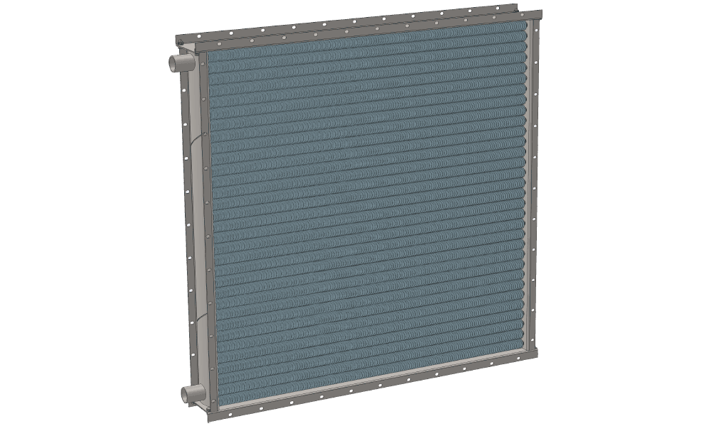 Чертеж водяного теплообменника. Площадь поверхности теплообмена 98.9 м2