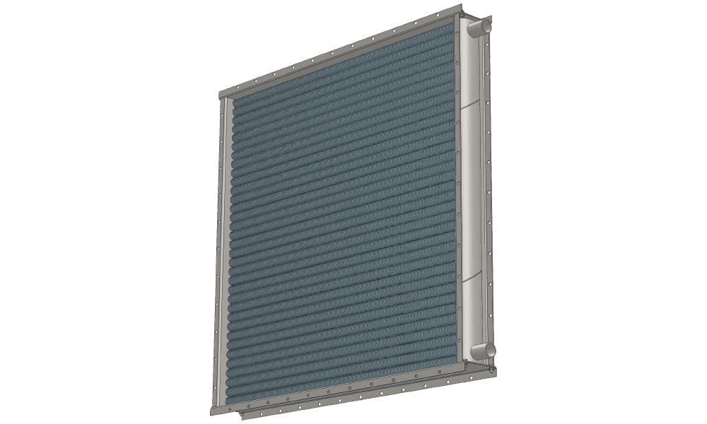 3 d модель водяного приточного калорифера. Масса 207 кг