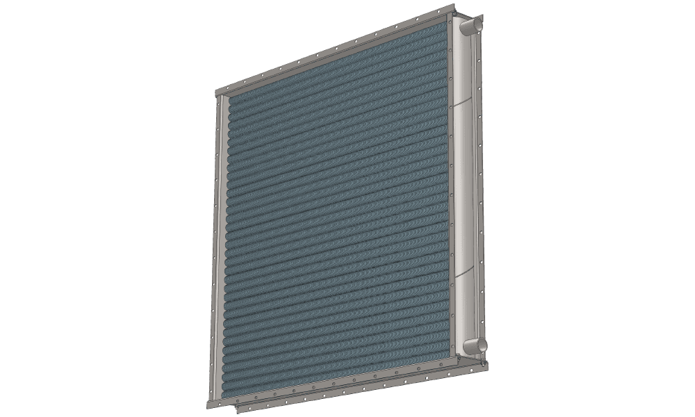 3 d модель водяного приточного калорифера. Масса 219 кг