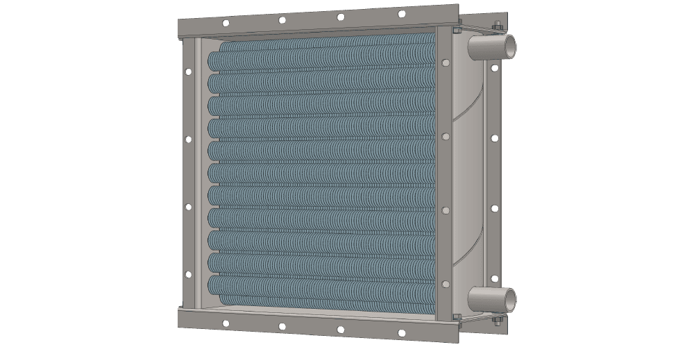Чертеж водяного теплообменника. Площадь поверхности теплообмена 13.7 м2