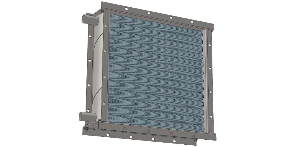 Чертеж водяного теплообменника. Площадь поверхности теплообмена 16.1 м2