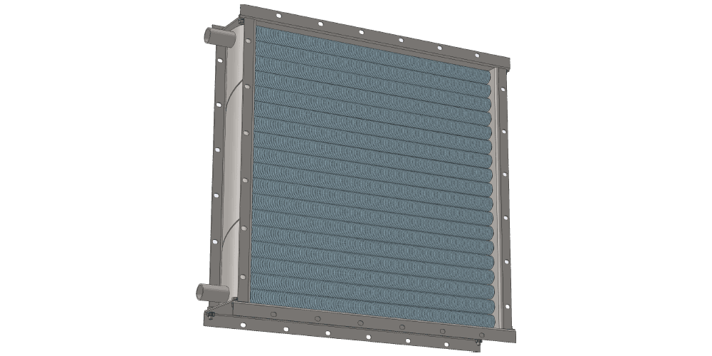 Чертеж водяного теплообменника. Площадь поверхности теплообмена 31.0 м2