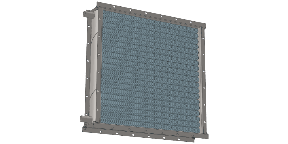 Чертеж водяного теплообменника. Площадь поверхности теплообмена 34.6 м2