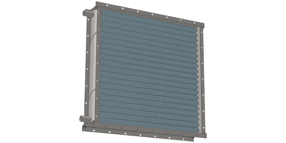 Чертеж водяного теплообменника. Площадь поверхности теплообмена 38.4 м2