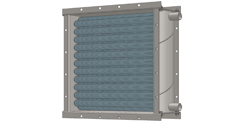 3 d модель воздухонагревателя. Площадь поверхности теплопередачи 12.8 м2