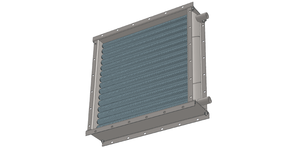 Чертеж водяного воздухонагревателя. Вес 63 кг