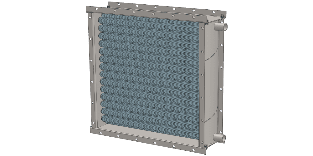 3 d модель воздухонагревателя. Площадь поверхности теплопередачи 20.2 м2