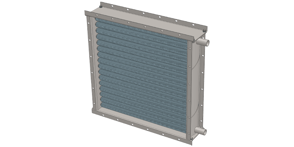 Чертеж водяного воздухонагревателя. Вес 70 кг