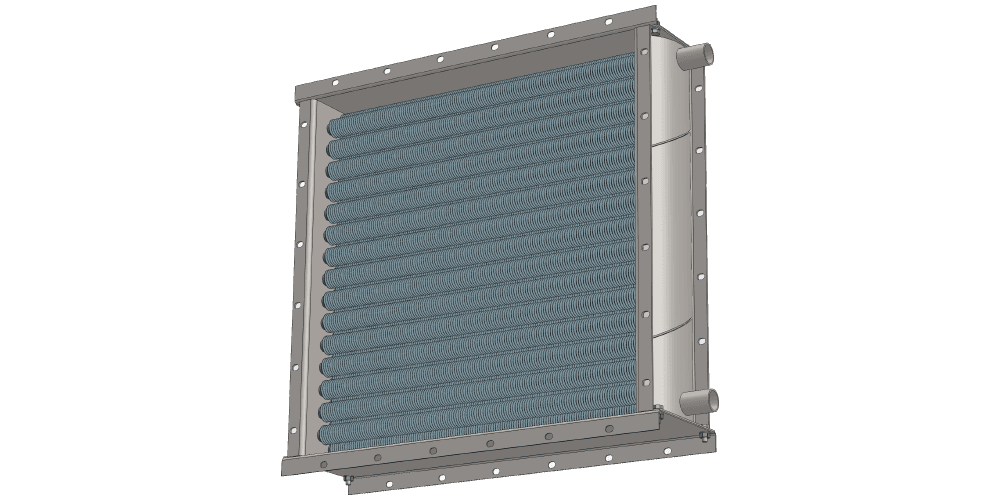 3 d модель воздухонагревателя. Площадь поверхности теплопередачи 22.9 м2