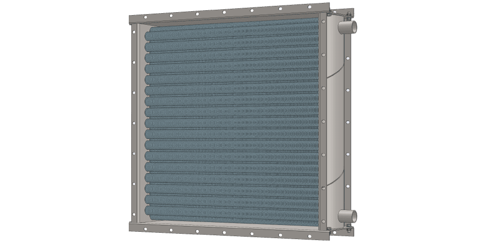 3 d модель воздухонагревателя. Площадь поверхности теплопередачи 29.1 м2