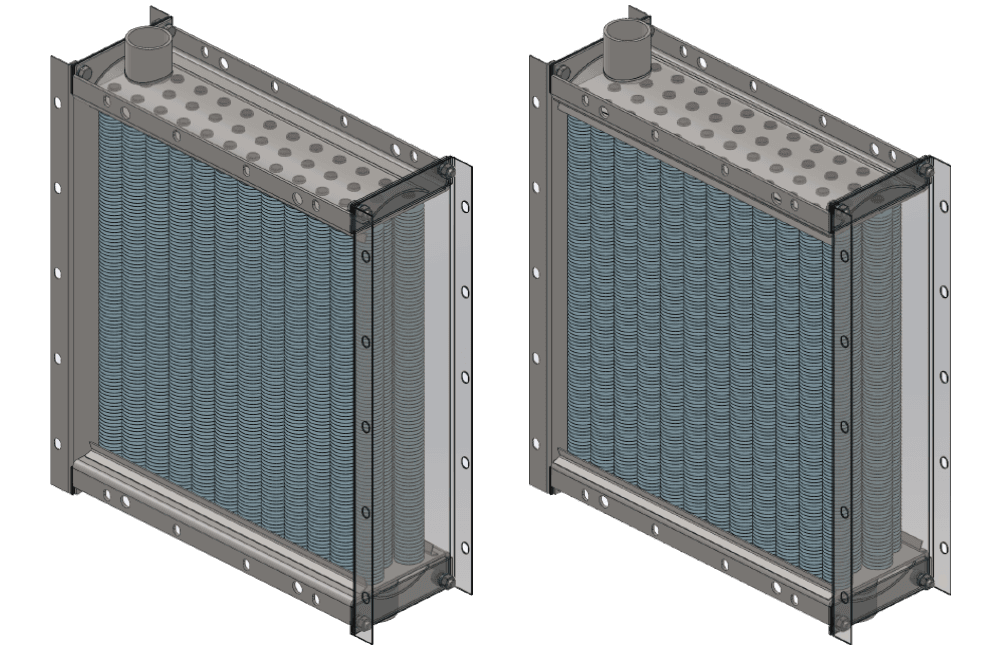 Паровой калорифер трехрядный и четырехрядный Конструкция паровоздушного калорифера