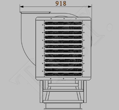 Габаритные размеры электрокалориферной установки ЭКОЦ-100